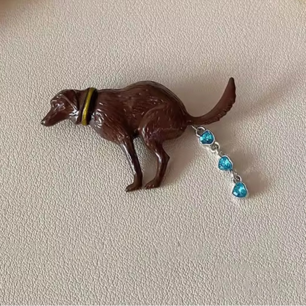 Dog Brooch with Blue and Gold Accents - Picture 2 of 7